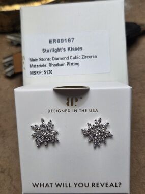 Starlight's Kisses Silver Cubic Zirconia Starburst Earrings